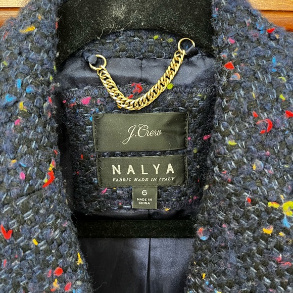 J Crew Nalya Women's Navy w/ Multicolor Tweed Coat, Size 6 - Picture 2 of 3